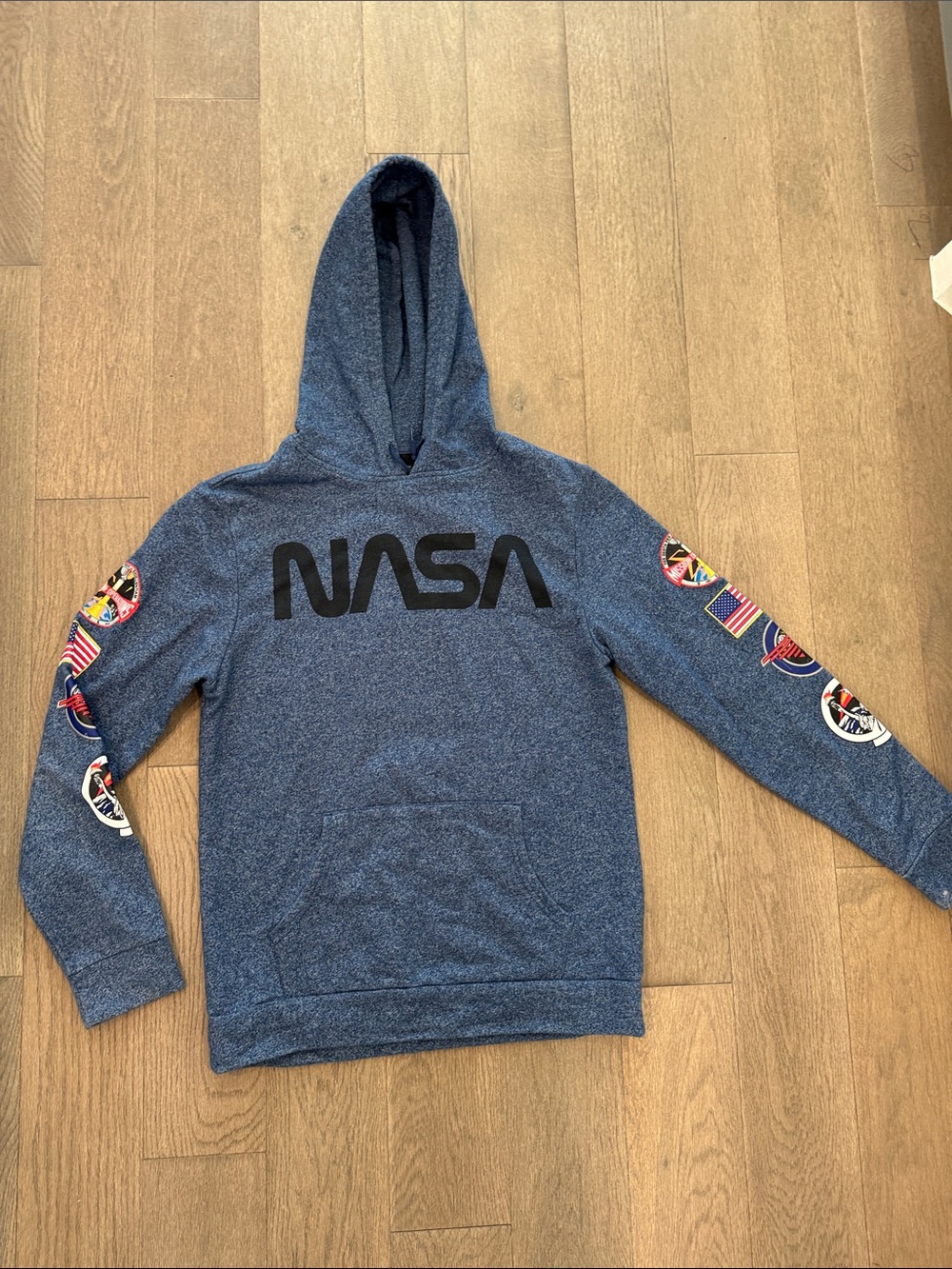 NASA Pullover Hoodie Aldrin Family Foundation Men’s Medium Space Mission Patches